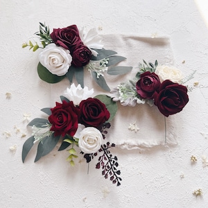 Wedding cake toppers with flowers, Set of 3 Burgundy cake toppers, Flower cake toppers, Wedding cake topper, Wedding flowers