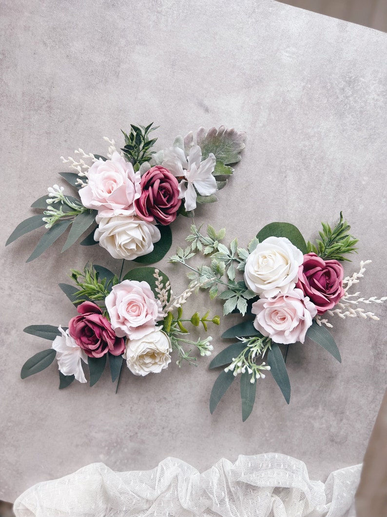 Wedding Cake Toppers With Flowers Set of 3 Dusty Rose Cake Etsy