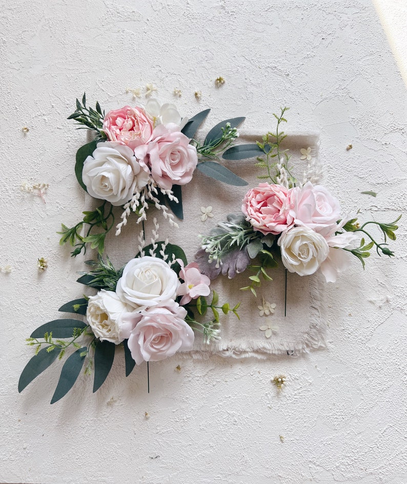 Wedding Cake Toppers With Flowers Set of 3 Blush Cake Etsy