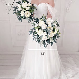 Wedding bouquet, Bridal bouquet, White wedding bouquet, Eucalyptus wedding bouquet, Bridesmaids bouquet, White bridal bouquet image 3