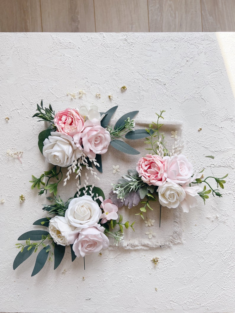 Wedding Cake Toppers With Flowers Set of 3 Blush Cake Etsy