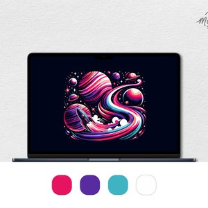 Space Art Wallpaper - Abstract Rocket and Planets Design for iPhone, iPad, and Desktop - 4K Background with Matching Icons
