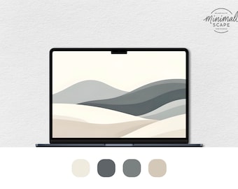 Natural Tone Waves Wallpaper - Abstract Minimalist Design for iPhone, iPad, and Desktop - 4K Background with Matching Icons