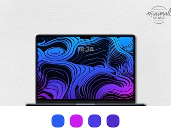 3D Gradient Contour Map Wallpaper - Dynamic Topography Design for iPhone, iPad, and Desktop - 4K Background with Matching Icons