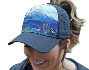 Mountain Ponytail Trucker Hat, Colorado Hiking, Trail Running