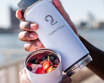 Insulated Water Bottle with Snack Storage, 3 Lids