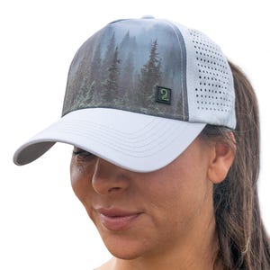 Mountain Ponytail Trucker Hat Women, Trucker Hat Men, Hiking Hat for Men and Women, Colorado Hat, Dryfit Ponytail Hat,
