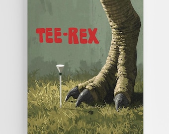 TEE‑REX Golf Print, Funny Dinosaur Wall Art, Golf Gift for Men, Dad Golf Decor, Pun Art, Golfer Birthday Gift, Digital Download Poster
