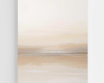 Warm Neutral Abstract Landscape Print, Minimalist Beige Wall Art, Calm Horizon Painting, Modern Serene Printable Decor