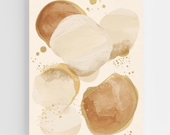 Abstract Neutral Wall Art • Gold Layered Shapes Print • Modern Beige & Caramel Decor • Elegant Minimalist Artwork • Digital Download