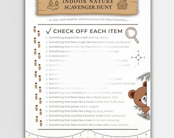 Indoor Nature Scavenger Hunt Printable • Cozy Indoor Activity for Kids • Rainy Day Game • Cold Weather Adventure • Fun Nature Hunt Checklist