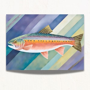 Rainbow Trout Watercolor Fish Wall Art - Nature Inspired Decor | Fishing Gift | Vibrant Aquatic Painting for Home & Cabin | Fish Wall Art