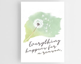 Everything Happens For a Reason Quote, Inspirational Wall Art, Motivational Wall Art, Office Wall Art, Encouraging Wall Art, Quote Wall Art