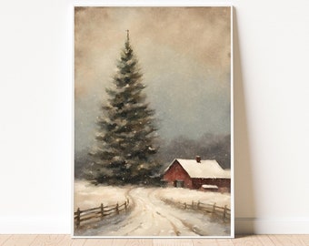 Christmas Tree Wall Art, Farmhouse Christmas Décor, Farmhouse Christmas Tree, Christmas Tree Art, Winter Scene Wall Art, Farmhouse Winter
