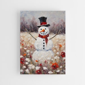 Snowman Wall Art, Christmas Wall Art, Snowman Art Print, Vintage Snowman, Vintage Christmas Art, Snowman Print, Snowman Décor, Floral Art