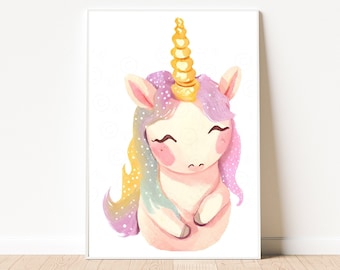 Unicorn Wall Art, Pink Unicorn, Unicorn Drawing, Watercolor Unicorn, Rainbow Unicorn, Unicorn Painting, Unicorn Gifts For Girls, Printable
