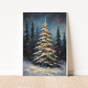 Weihnachtsbaum-Wandbild, Weihnachtsbaum-Druck, Weihnachtsbaum-Dekor, Vintage-Weihnachtsdekor, Vintage-Weihnachtskunst, Weihnachtswandkunst