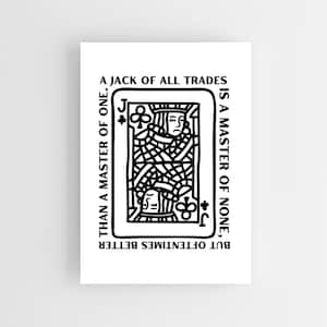 Jack of All Trades Wall Art Print, Playing Card Art, Modern Wall Art, Playful Wall Art, Game Room Art, Quote/Saying Art, Digital Download