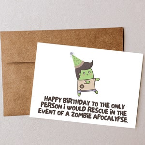 Tarjeta de cumpleaños, tarjeta de cumpleaños para ella, tarjeta de cumpleaños para él, tarjeta de cumpleaños divertida, tarjeta de cumpleaños para esposo, tarjeta de cumpleaños para esposa, zombie