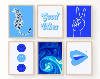 Preppy Room Decor, Poster Print, Prints, Preppy, Wall Art, Peace, Inspirational Words, Good Vibes, Lips, Modern Art (6 pcs), Funky Wall Art
