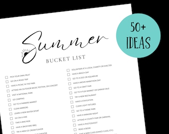 Summer Bucket List Printable, Printable Summer Bucket List, Summer Idea List, Summer to-do List, Summer Activity List, PDF, Digital, Simple