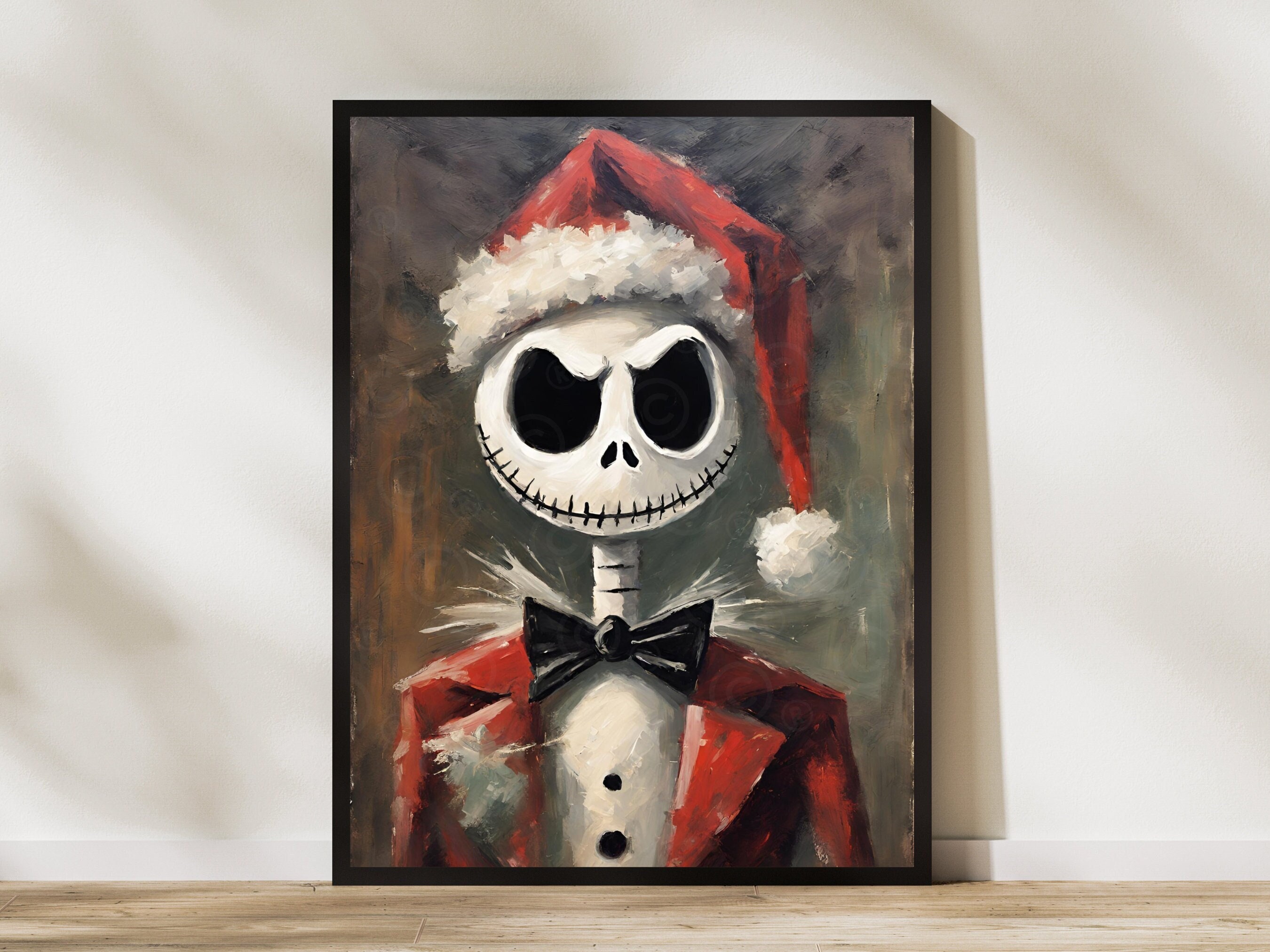 Skeleton Wall Art, Skeleton Christmas Wall Art, Skeleton Christmas Print, Gothic Christmas Art, Gothic Christmas Print, Spooky Christmas Art