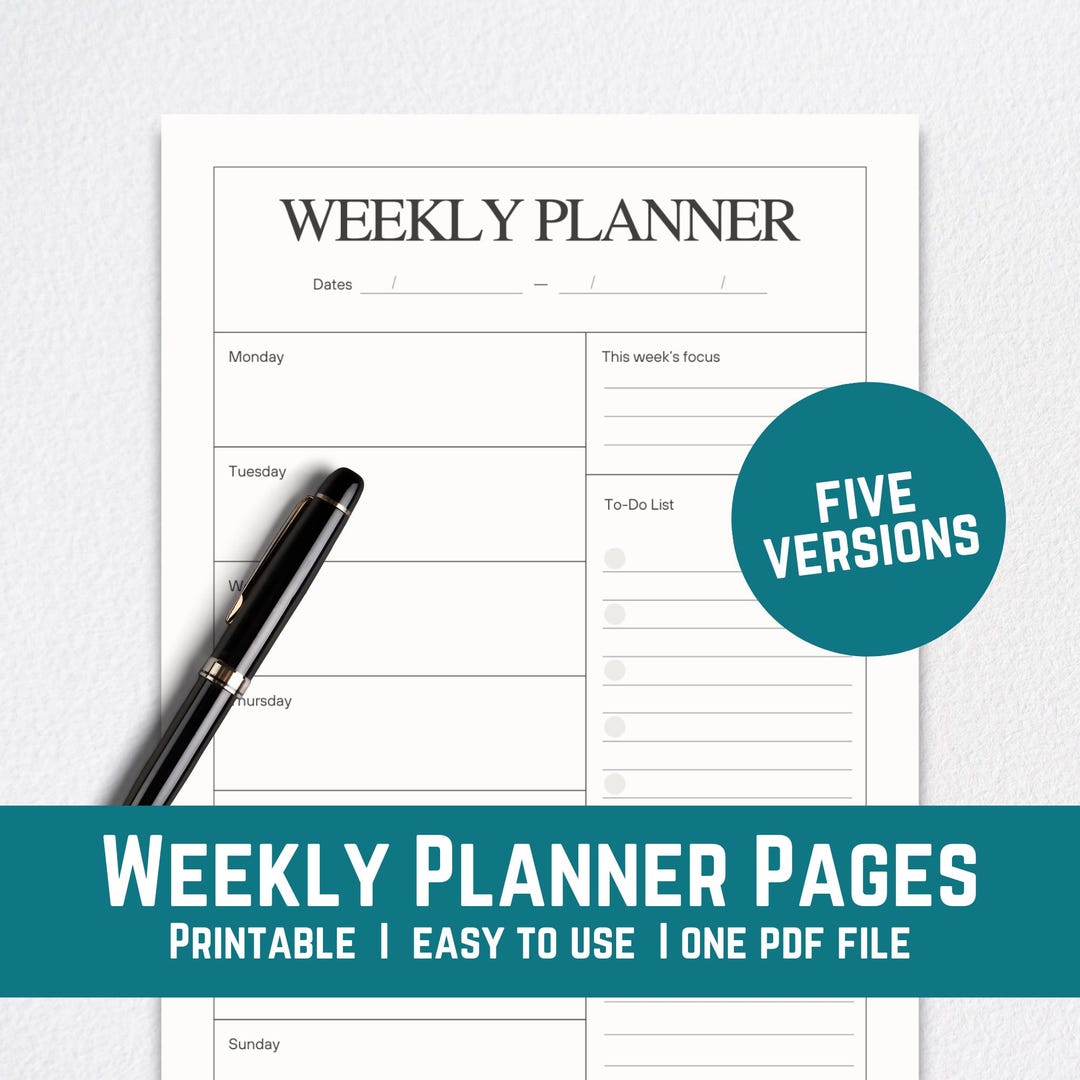 Weekly Planner Printable PDF | Undated, Minimalist Design | Organize ...