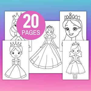 Princess Coloring Pages Printable | Simple & Minimalistic Designs | Instant Download | Kids&#39; Coloring Fun | Princess Coloring Sheets