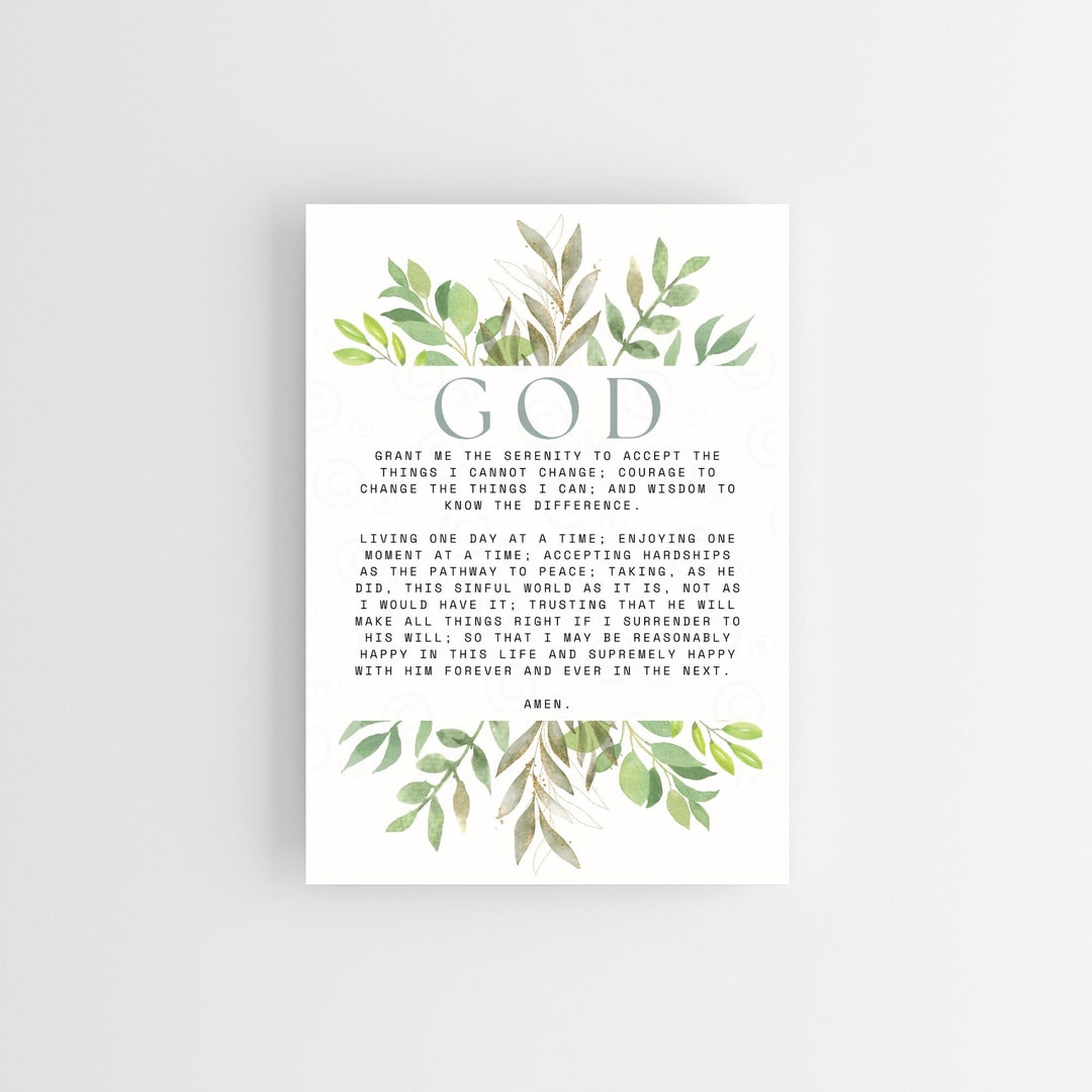 Serenity Prayer Printable Wall Art - Inspirational Digital Download ...