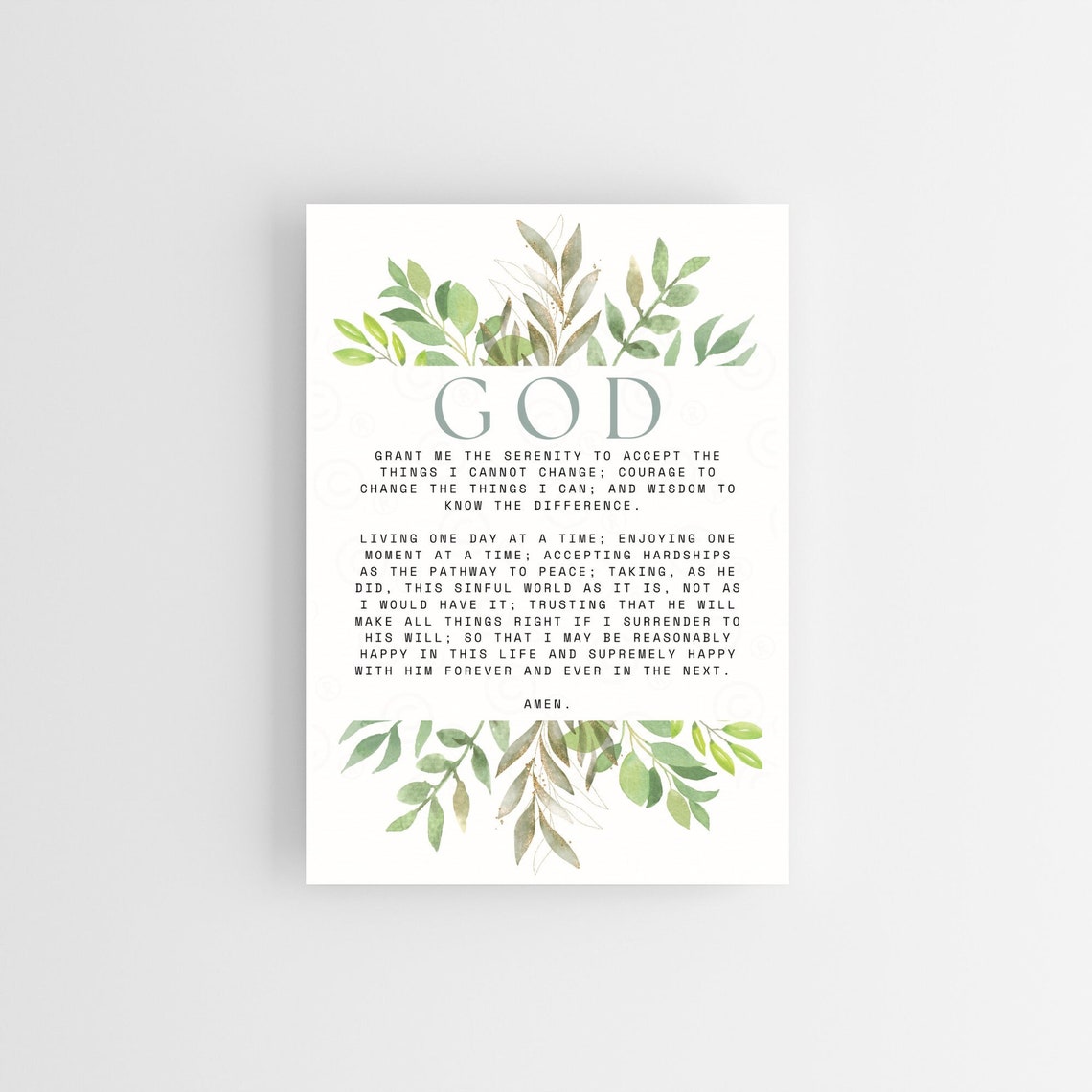 Serenity Prayer Printable Wall Art Inspirational Digital Download ...
