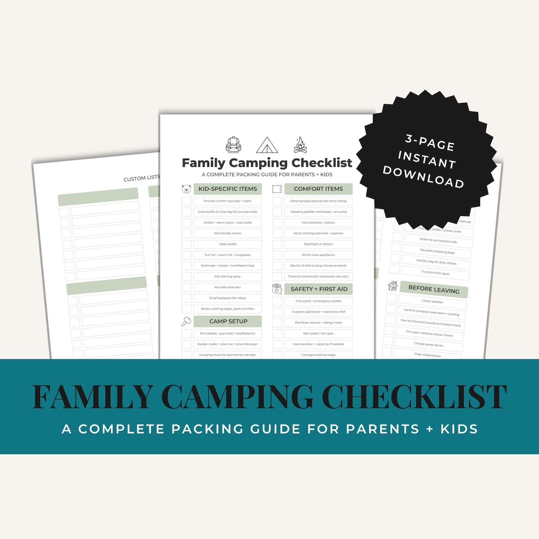 Family Camping Checklist Printable · Camping Packing List for Parents ...