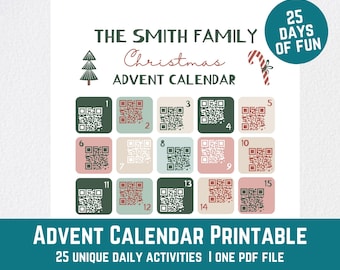 Customizable Digital Christmas Advent Calendar: Daily Family Activities & Fun Ideas | Printable Countdown for Memorable Holiday Season