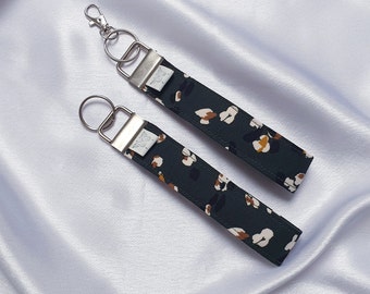 Leopard print fabric wristlet. Birthday Key fob/ Keychain/ Key ring strap for keys/ purse/ bag/ new driver/ new home/ teacher gift. Handmade