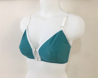Sheer bra / Transparent wireless mesh bra / Aquamarine soft cup mesh bra / Handmade women lingerie / Honeymoon bralette / Gift for women