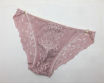 Panties / Men’s Femboy Bikini Panty, Gay Lace Sissy Panties, Handmade Pink Gay Panty, Lace See Through Men Underwear, Gift For Him, LGBT