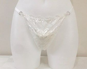 Panties / Mens Femboy Underwear / Lace Gay Men Brief Panties / White Lace Men Chain Thong / Transgender Sexy Underwear / Gay Fetish Panties