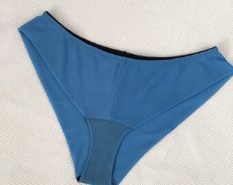 Blue Mesh Bikini Panties, Transparent Blue Panties, Sheer Seamless Panties, Women Handmade Lingerie, Valentines Gift For Her