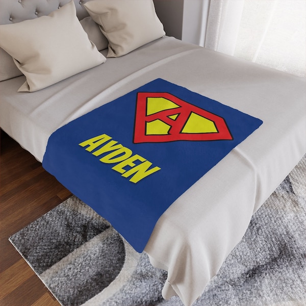 Personalized Superhero Minky Blanket Custom Blanket Superhero Gift Superhero Name Blanket Super Soft Kids Blanket Boy Girl Name Blanket Gift