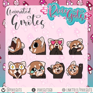 Paquete de gestos de panda rojo animados: conjunto de 8 gestos de panda rojo animados para uso instantáneo en Twitch, Discord...
