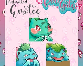 ANIMATED Bulbasaur Line Emote Pack - Set of 3 Animated Venusaur Ivysaur Pokemon Emotes for Instant Use on Twitch, Discord, Youtube...