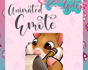 Animated Hamster Taking Notes Emote: Chibi Twitch/Discord/Kick (Digital Download)