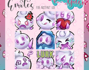 Shiny Vanillite Pokemon Emote Pack - Set of 9 Pink Ice Cream Pokemon Emotes for Twitch, Discord, Youtube
