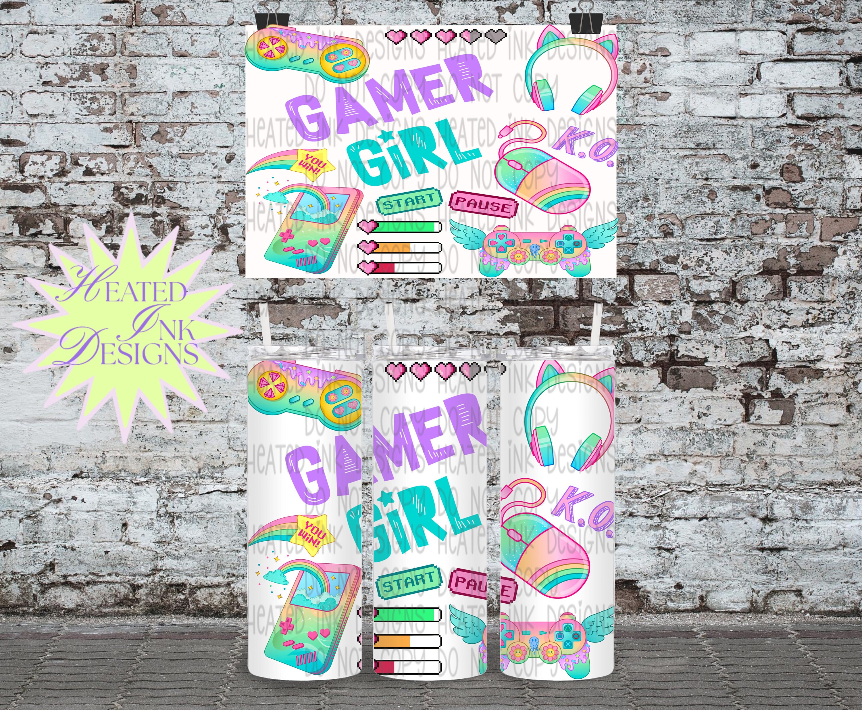 Rainbow Gamer Girl Tumbler Wrap PNG - DIGITAL DOWNLOAD - Etsy