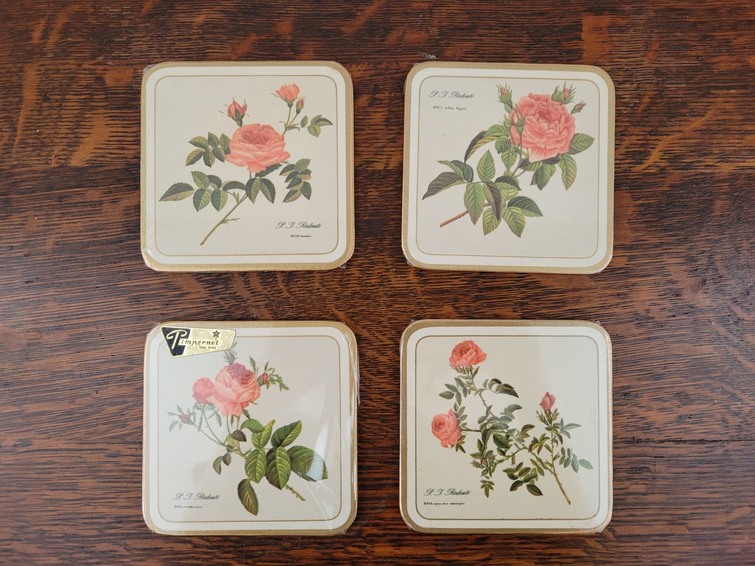 New Vintage Pimpernel Rose Cork Backed Coasters, Set of 4 Etsy Canada
