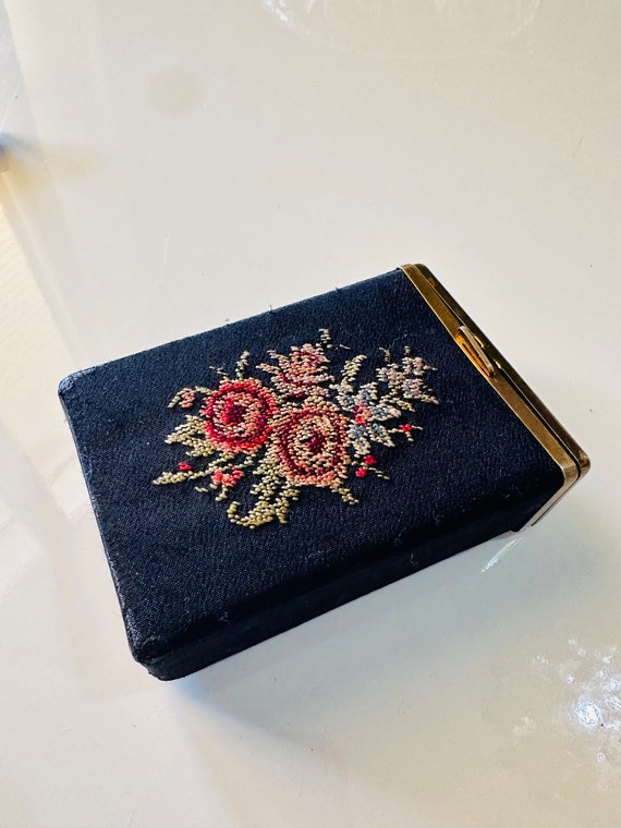 Vintage 1950s Black and Gold Embroidered Cigarett… - image 2