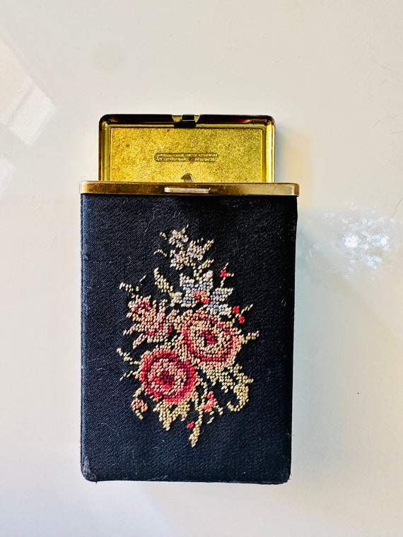 Vintage 1950s Black and Gold Embroidered Cigarett… - image 9
