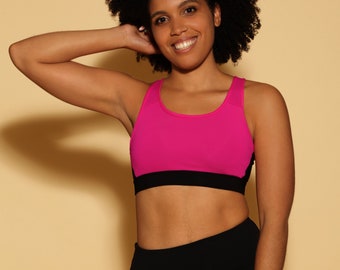 Fuchsia Pink Sports Bra Eco-Friendly Environmentally Friendly Women's Activewear for Dance Yoga Fitness Running