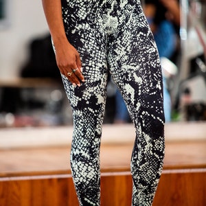 Mint and Black Animal Print Soft not see-through Best Fitting High Waist Legging Yoga, Run, Dance, Fashion and Ethically Sourced