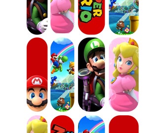 Super Mario Waterslide nail decals