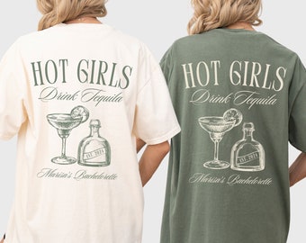 Margs and Matrimony Custom Bachelorette Shirt, Hot Girls Drink Tequila, Hot Girls Drink Margs, Tequila Theme Bachelorette, Cocktail Bach Tee